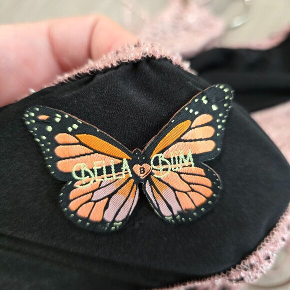 Pink & Black Fringe Bikini bottom With Ring Details XL By Bella & Blue 96% Nylon - Picture 5 of 10